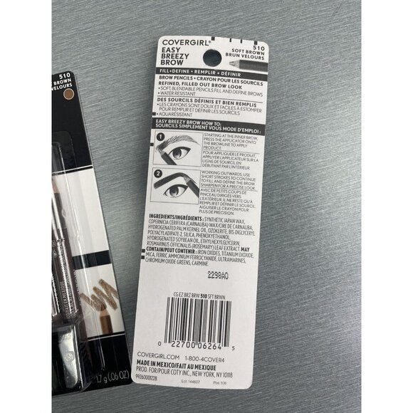 Lot of 6 Covergirl Easy Breezy Brow Fill+Define Pencils Crayons #510 Soft Brown - Picture 3 of 4